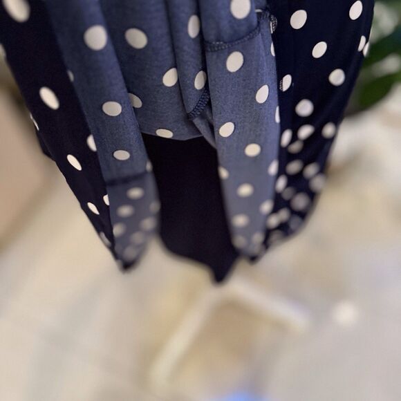 Lauren Ralph Lauren Navy Polka Dot A-Line Dress Size‎ 6 Stretch Brunch Office - Picture 8 of 16